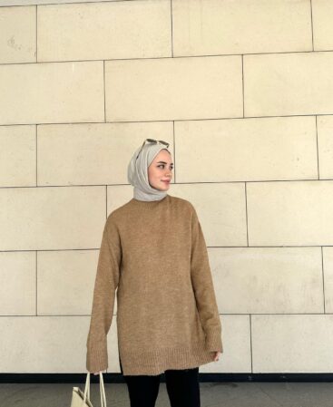 Camel Yırtmaçlı Triko