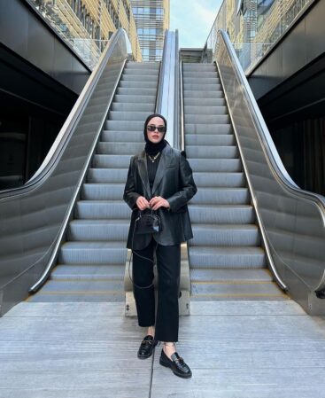 Siyah Deri Blazer Ceket