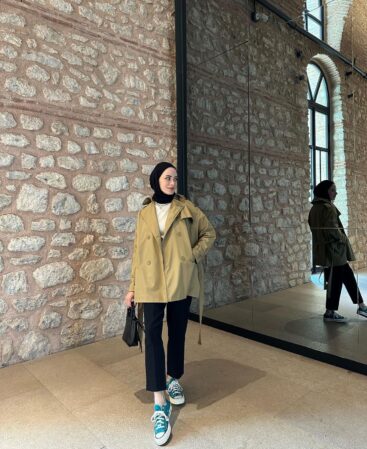Yağ Yeşili Vintage Trençkot
