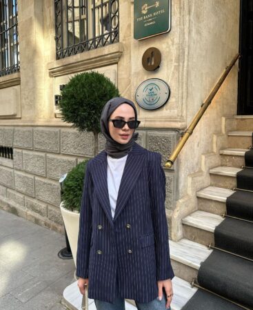 Lacivert Çizgili Vintage Ceket