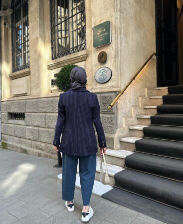 Lacivert Çizgili Vintage Ceket