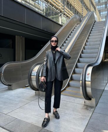 Siyah Deri Blazer Ceket