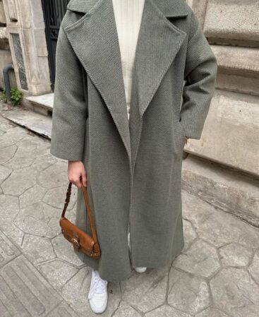 Yeşil Kemerli Vintage Kaban