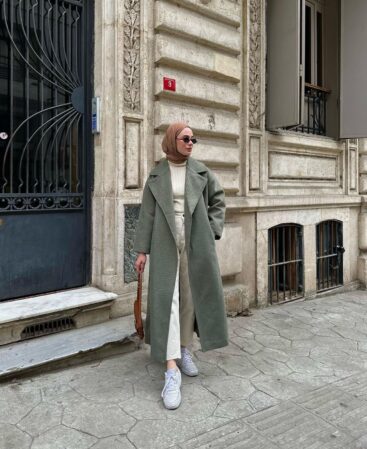 Yeşil Kemerli Vintage Kaban