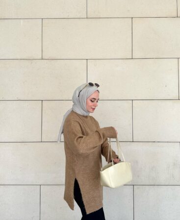 Camel Yırtmaçlı Triko
