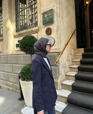 Lacivert Çizgili Vintage Ceket