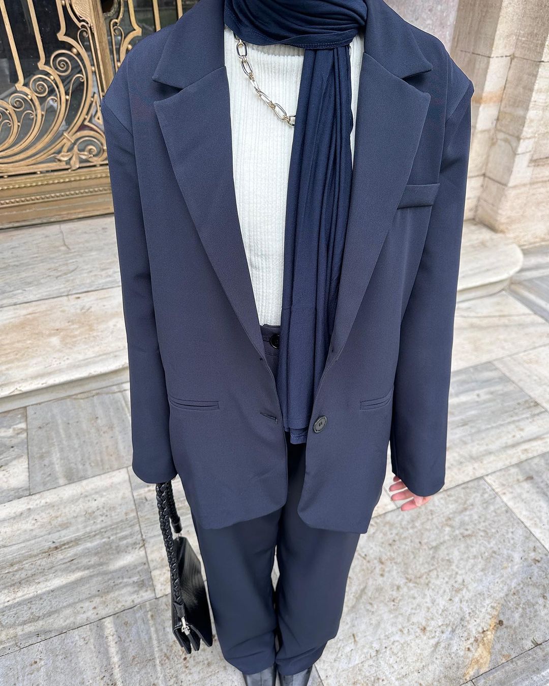 Lacivert Vintage Ceket (Oversize Kalıp)