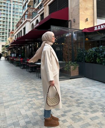 Bej Balık Sırtı Premium Kaşe Kaban