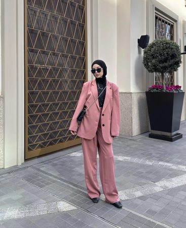 Toz Pembe Vintage Ceket Takım (Oversize Kalıp)