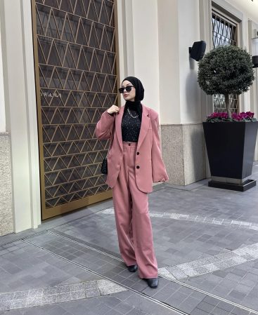 Toz Pembe Vintage Ceket Takım (Oversize Kalıp)