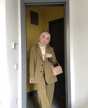 Yağ Yeşili Vintage Ceket Takım (Oversize Kalıp)