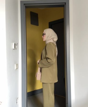 Yağ Yeşili Vintage Ceket Takım (Oversize Kalıp)