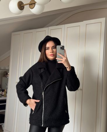 Siyah Buklet Mont (Oversize Kalıp)